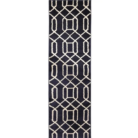 Newport Lattice Rug – Textured Geometric - 60X200 cm / Blue - Rugs