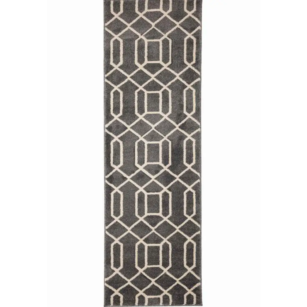 Newport Lattice Rug – Textured Geometric - 60X200 cm / Grey - Rugs
