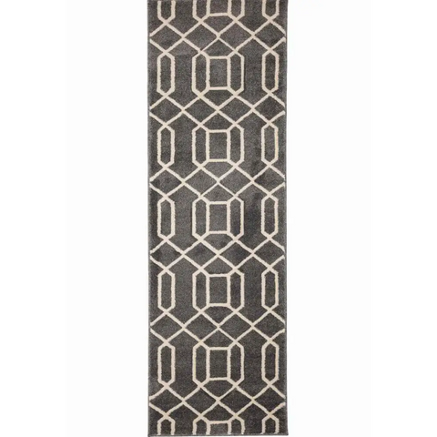 Newport Lattice Rug – Textured Geometric - 60X200 cm / Grey - Rugs