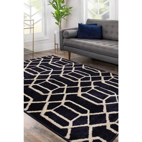 Newport Lattice Rug – Textured Geometric - Rugs