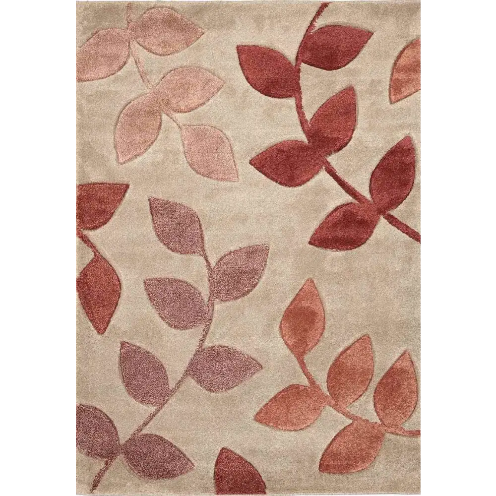 Newport Leaf Rug – Hand-Carved Floral Design - 80X150 cm / Red - Rugs