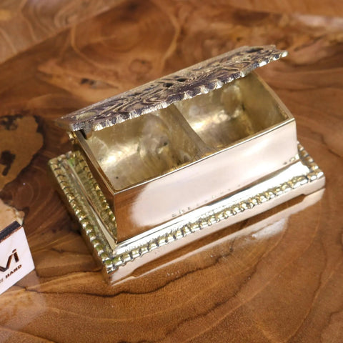 Silver ornate rectangular box with intricate floral engraving and beaded edges perfect for luxury desk accessories