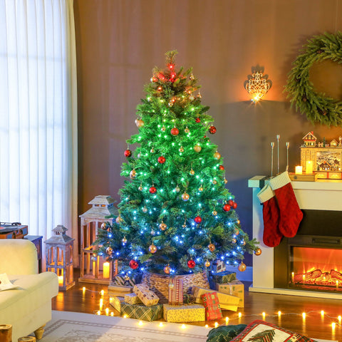 HOMCOM 6ft Artificial Pine LED Christmas Tree, with Remote