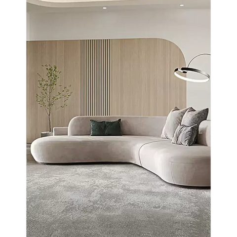 Nicosia Grey Curved Three Seater Sofa Suede