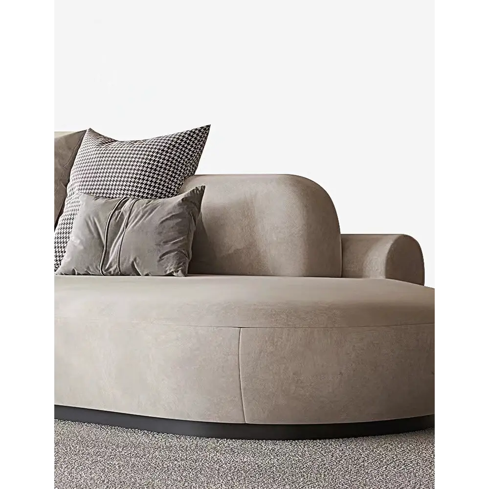 Nicosia Grey Curved Three Seater Sofa Suede