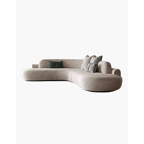 Nicosia Grey Curved Three Seater Sofa Suede