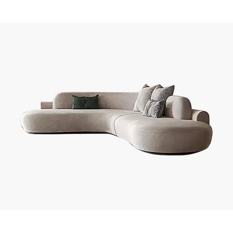 Nicosia Grey Curved Three Seater Sofa Suede