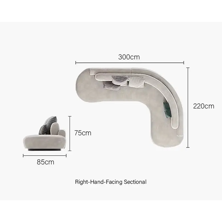 Nicosia Grey Curved Three Seater Sofa Suede