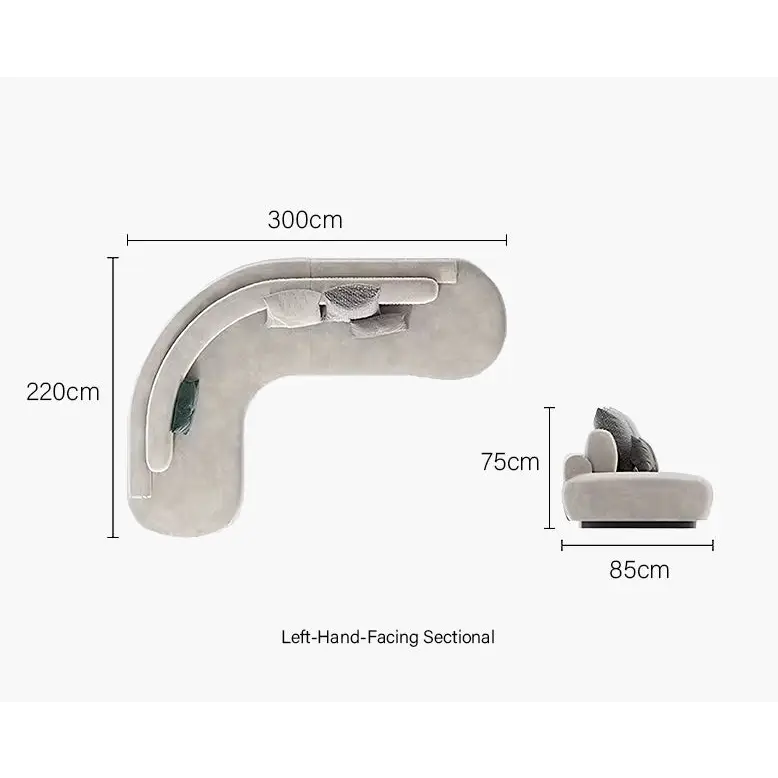 Nicosia Grey Curved Three Seater Sofa Suede