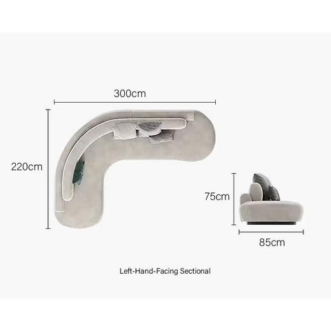 Nicosia Grey Curved Three Seater Sofa Suede