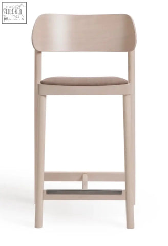 Beige wooden nimma bar stool with cushioned seat perfect for kitchen or home bar seating