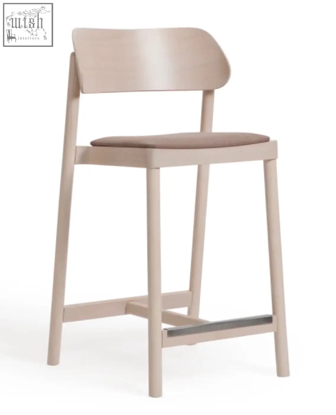 Beige wooden nimma bar stool with a sleek minimalist design and upholstered seat for stylish seating