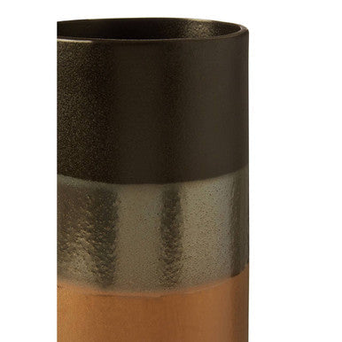 Black silver and terracotta nixon stoneware vase with matte black textured gradient finish
