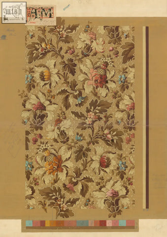 No 093 powder symphony vintage archive poster prints featuring intricate floral wallpaper in muted beige pink blue tones made with ethically sourced materials