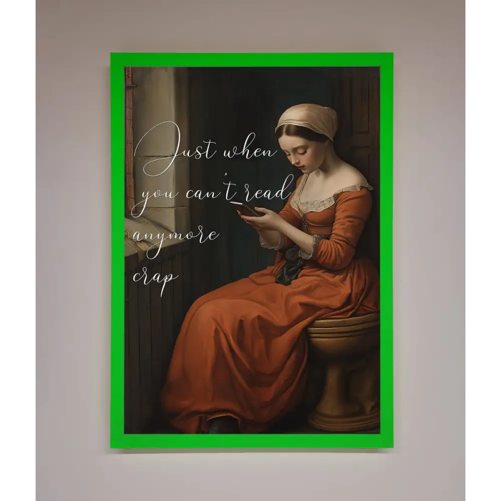 No More Crap Framed Poster - A3 (29.7 x 42 cm) / Neon Dark Green - Framed Print