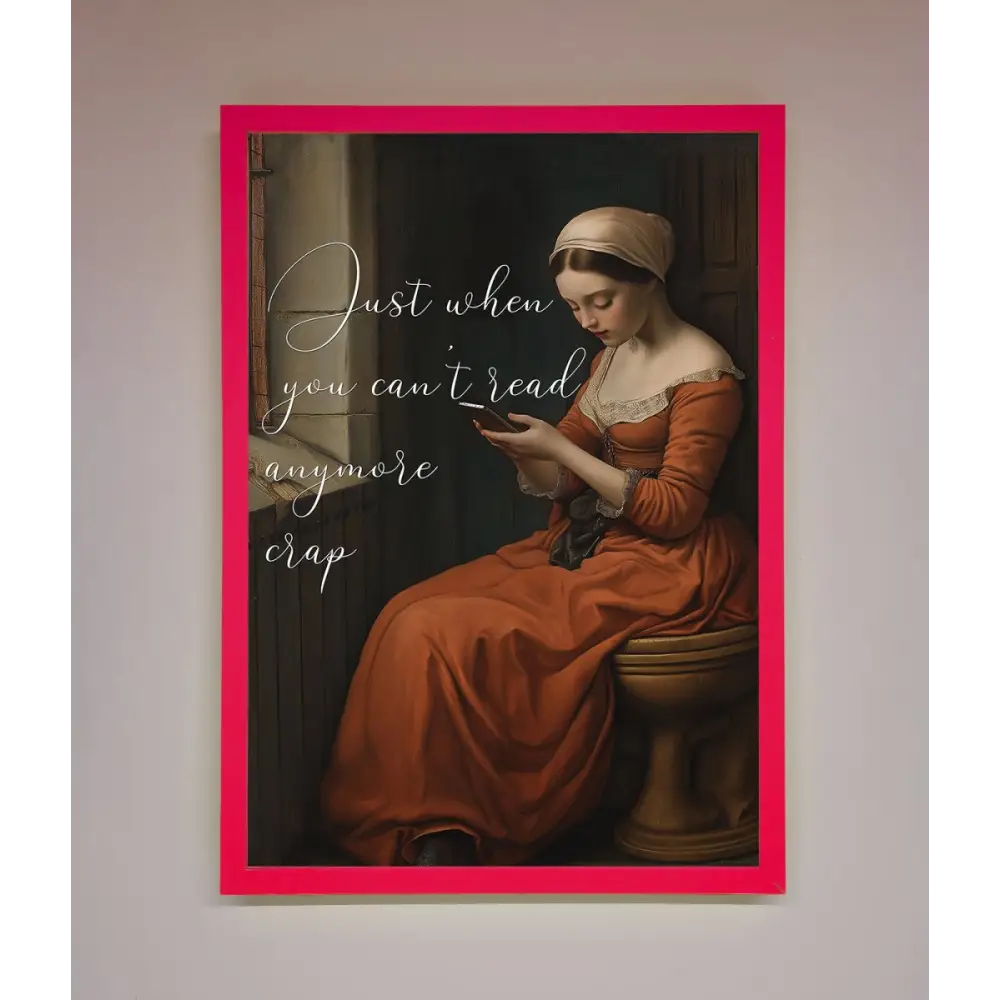 No More Crap Framed Poster - A3 (29.7 x 42 cm) / Neon Pink - Framed Print