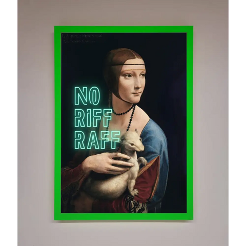 No Riff Raff Framed Print - B0 (100 x 141 cm) / Neon Dark Green - Framed Print