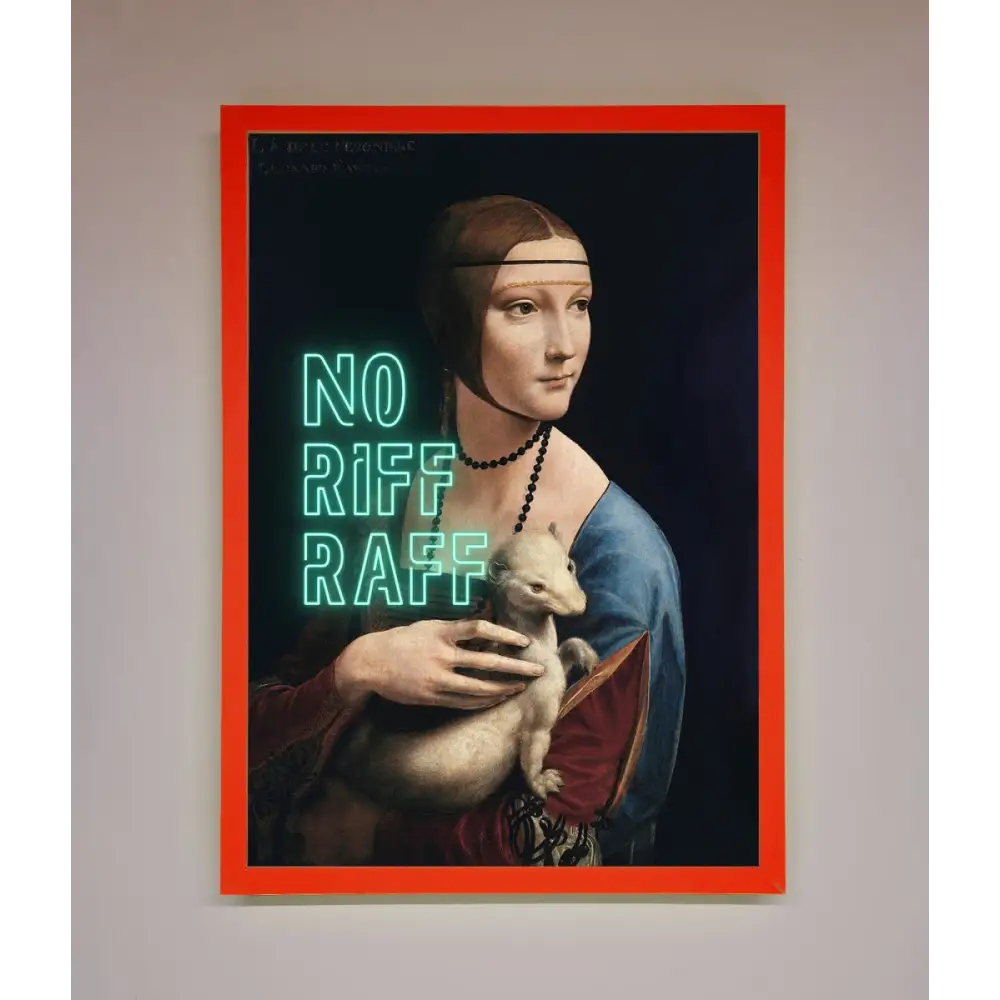 No Riff Raff Framed Print - B0 (100 x 141 cm) / Neon Red - Framed Print