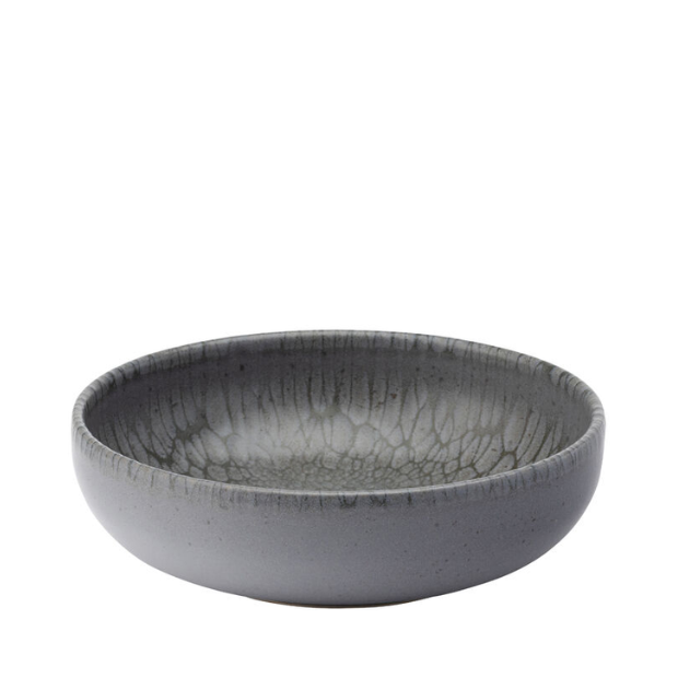 Gray ceramic nocturne bowl 6.25 inch with crackled glaze finish perfect for serving or decor