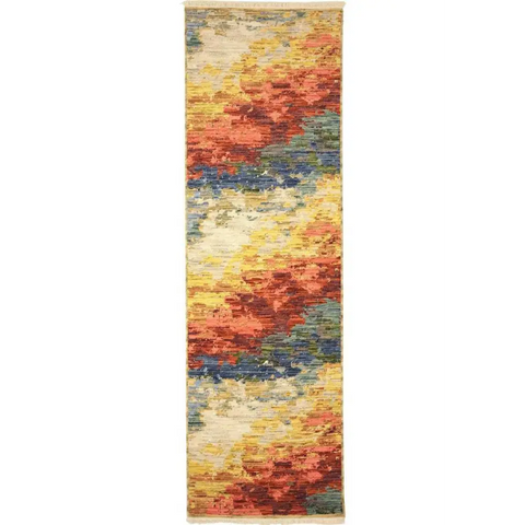 Nomad Abstract Wool-Blend Rug – Multicolour - 68X235 cm - Rugs