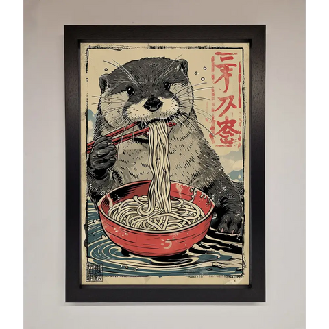 Noodles Otter Framed Wall Art - A3 (29.7 x 42 cm) / Black - Framed Print