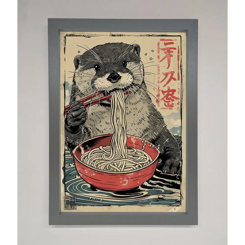 Noodles Otter Framed Wall Art - A3 (29.7 x 42 cm) / Dark Grey - Framed Print