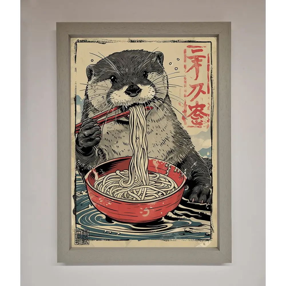 Noodles Otter Framed Wall Art - A3 (29.7 x 42 cm) / Grey - Framed Print