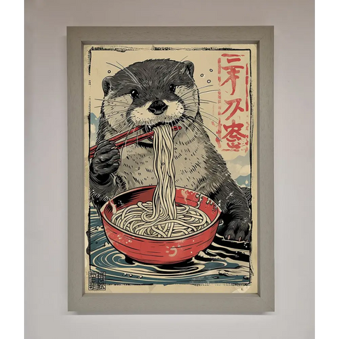 Noodles Otter Framed Wall Art - A3 (29.7 x 42 cm) / Grey - Framed Print