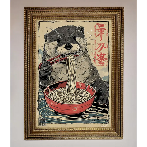 Noodles Otter Framed Wall Art - A3 (29.7 x 42 cm) / Ornate Gold - Framed Print