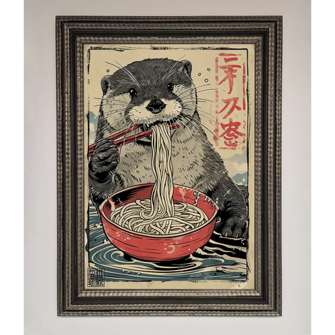 Noodles Otter Framed Wall Art - A3 (29.7 x 42 cm) / Ornate Silver Black - Framed Print