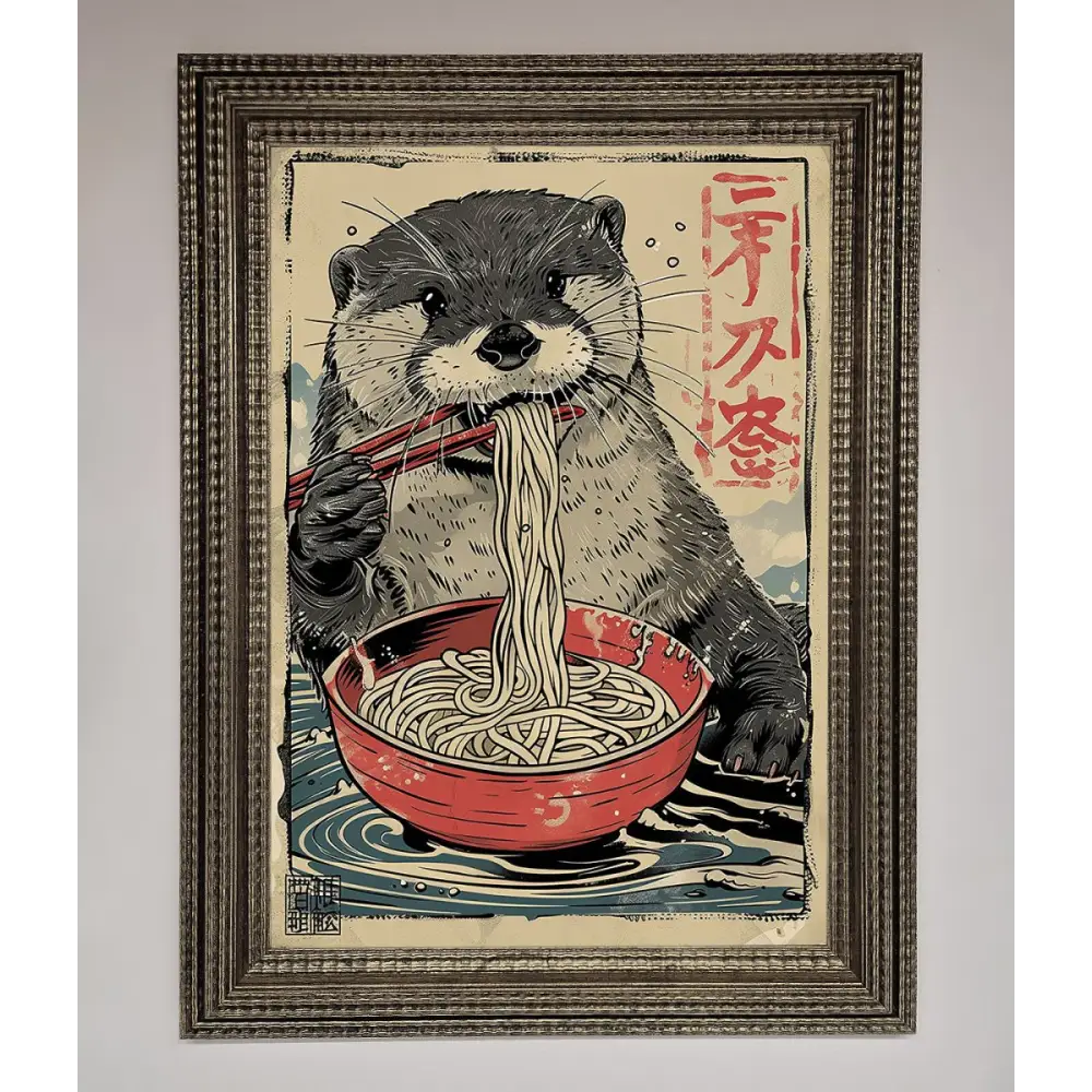 Noodles Otter Framed Wall Art - A3 (29.7 x 42 cm) / Ornate Silver - Framed Print