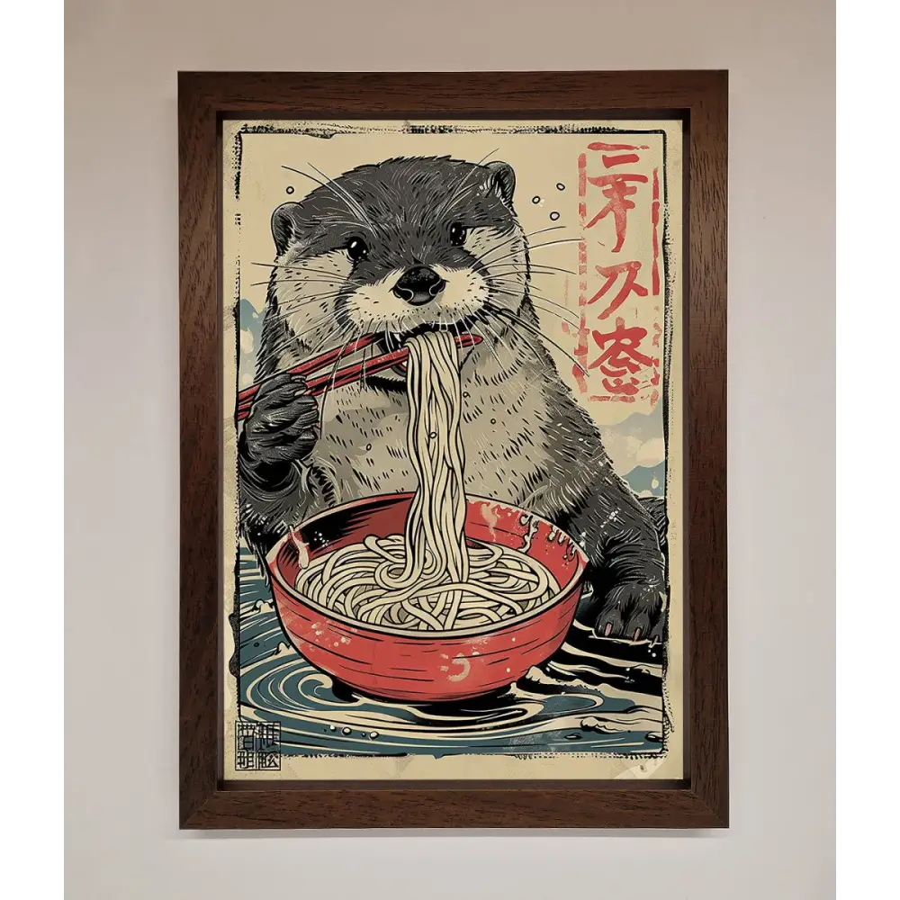 Noodles Otter Framed Wall Art - A3 (29.7 x 42 cm) / Walnut - Framed Print