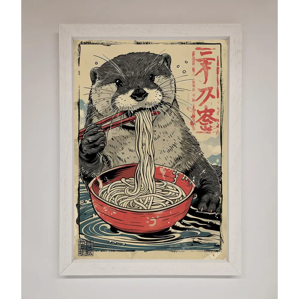 Noodles Otter Framed Wall Art - A3 (29.7 x 42 cm) / White - Framed Print