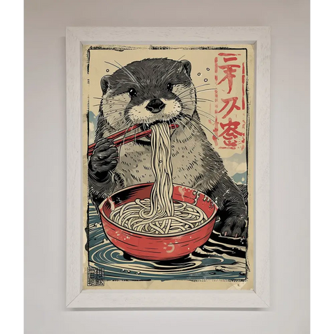 Noodles Otter Framed Wall Art - A3 (29.7 x 42 cm) / White - Framed Print