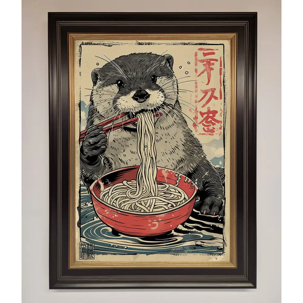 Noodles Otter Framed Wall Art - B0 (100 x 141 cm) / Black Gold - Framed Print