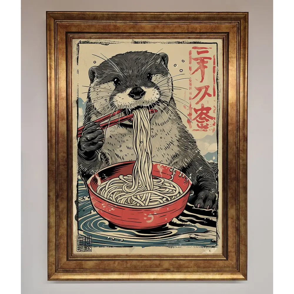 Noodles Otter Framed Wall Art - B0 (100 x 141 cm) / Bronze - Framed Print