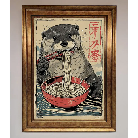 Noodles Otter Framed Wall Art - B0 (100 x 141 cm) / Bronze - Framed Print