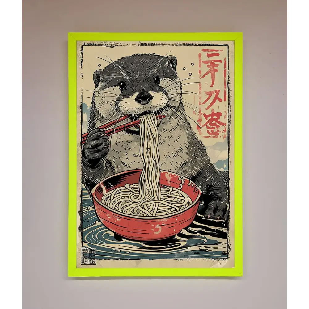 Noodles Otter Framed Wall Art - B0 (100 x 141 cm) / Neon Green - Framed Print