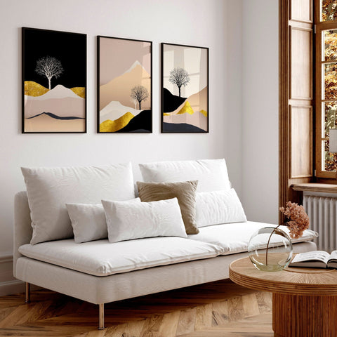 Modern prints for living room | set of 3 wall art prints