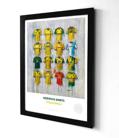 Norwich City football shirt A3 framed print