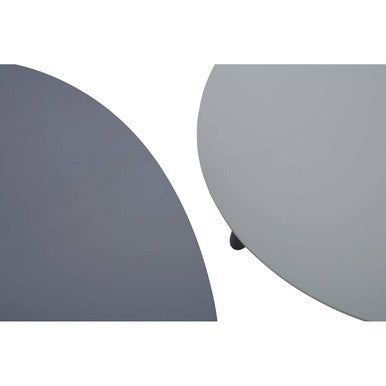Gray semi circular table top with smooth matte finish from nostra set of 2 triangular nesting tables