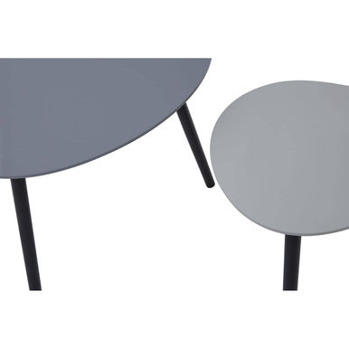 Modern gray oval coffee table with sleek black legs from nostra set of 2 triangular nesting tables