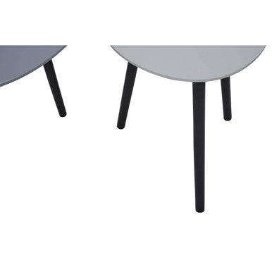 Modern half-circle gray table with sleek black legs from nostra set of 2 triangular nesting tables