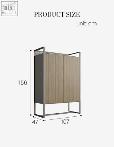 Modern minimalist nouri sideboard with sleek metallic frame and wood-grain doors perfect for wine storage offer financing available