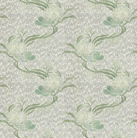 Nouveau Blossom - Verte - Wallpaper