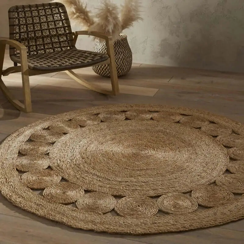 Nova Natural Circle Rug – Handwoven Round Jute Rug - Rugs