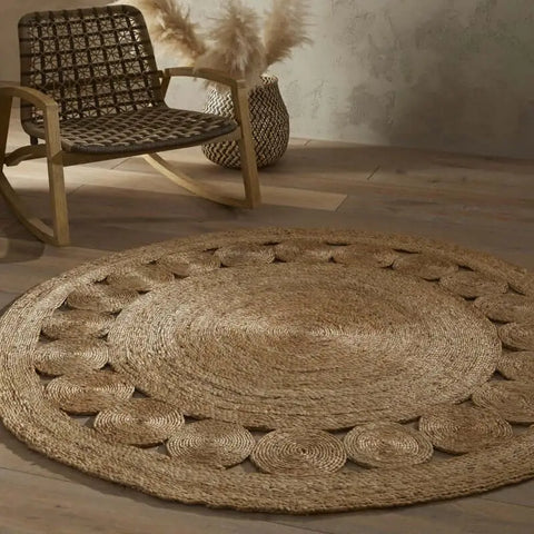 Nova Natural Circle Rug – Handwoven Round Jute Rug - Rugs
