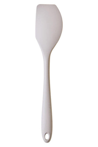 White silicone spatula with smooth rounded head and slender handle hole from nova natural stone silicone spatula