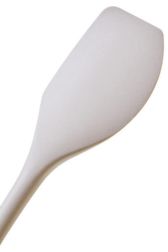 White silicone spatula with smooth rounded head and tapered handle from nova natural stone silicone collection