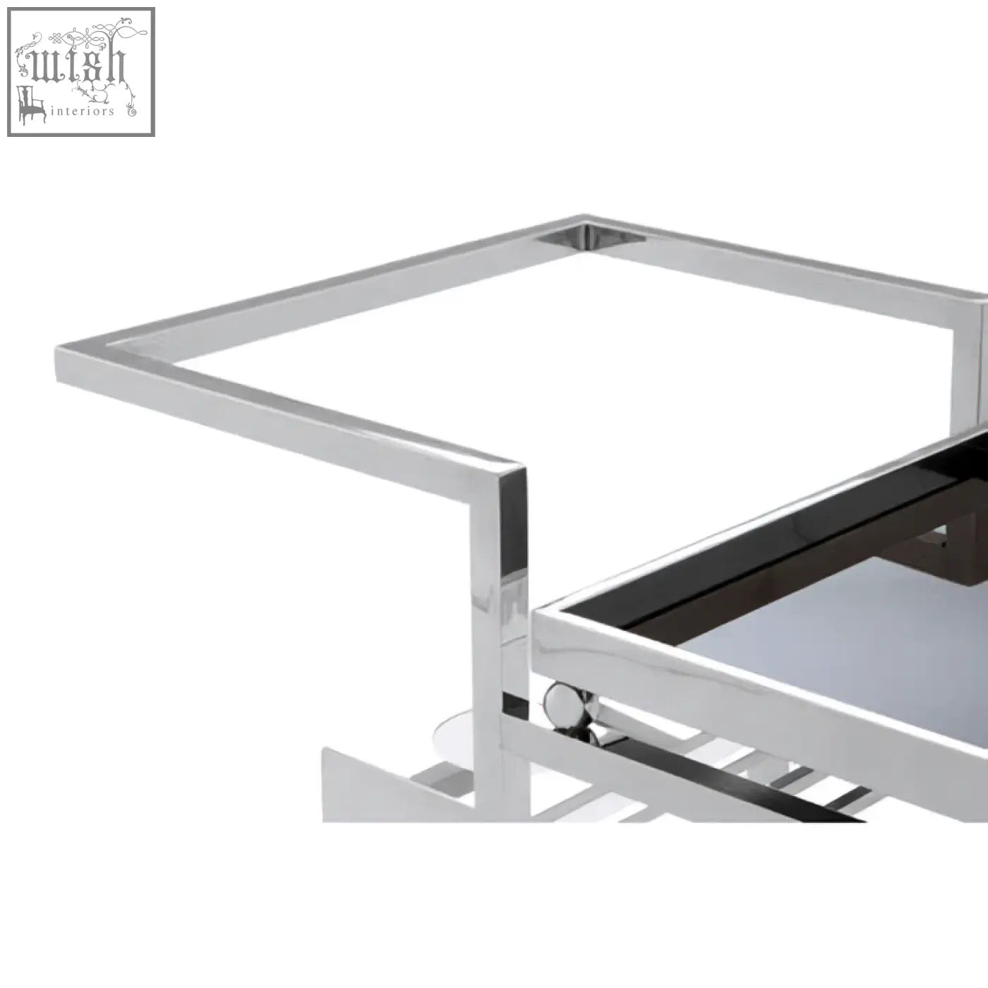 Novo 3 tier trolley with silver finish frame featuring chrome pull-out metal drawer organizer and sleek sliding mechanism